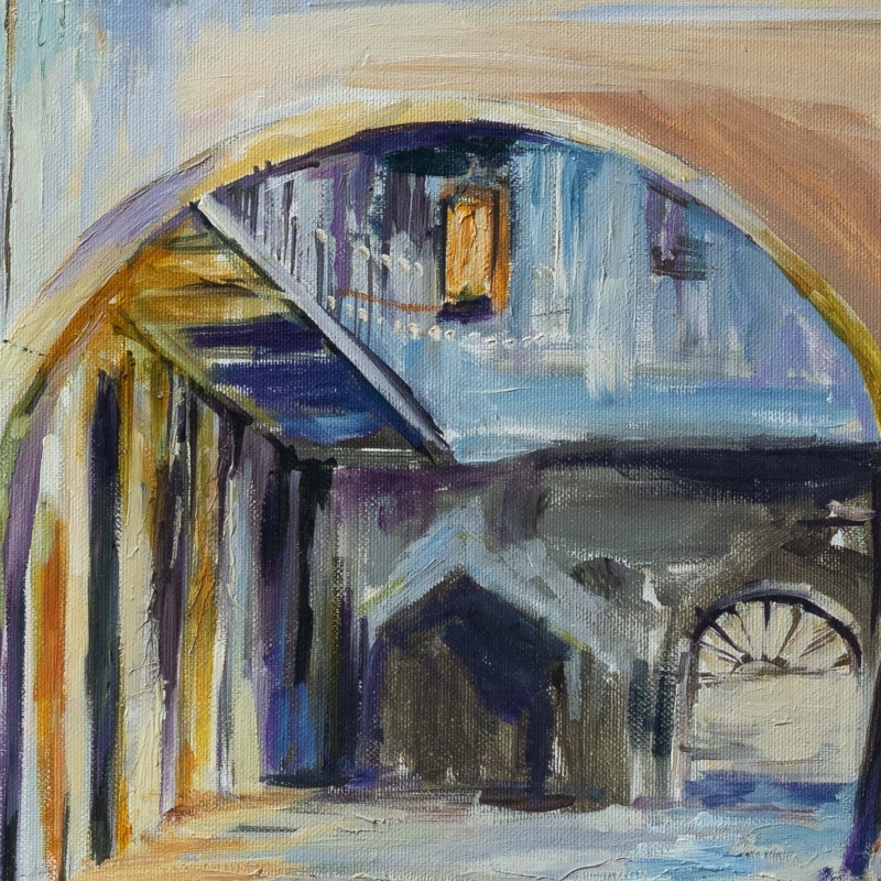 Obraz olejny Kraków Kazimierz 60x60 cm Edward Karczmarski