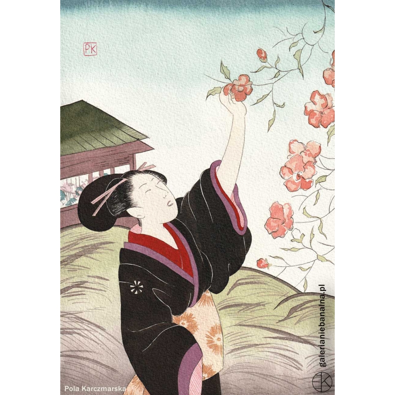 Kobieta w kimonie - ilustracja Poli Karczmarskiej