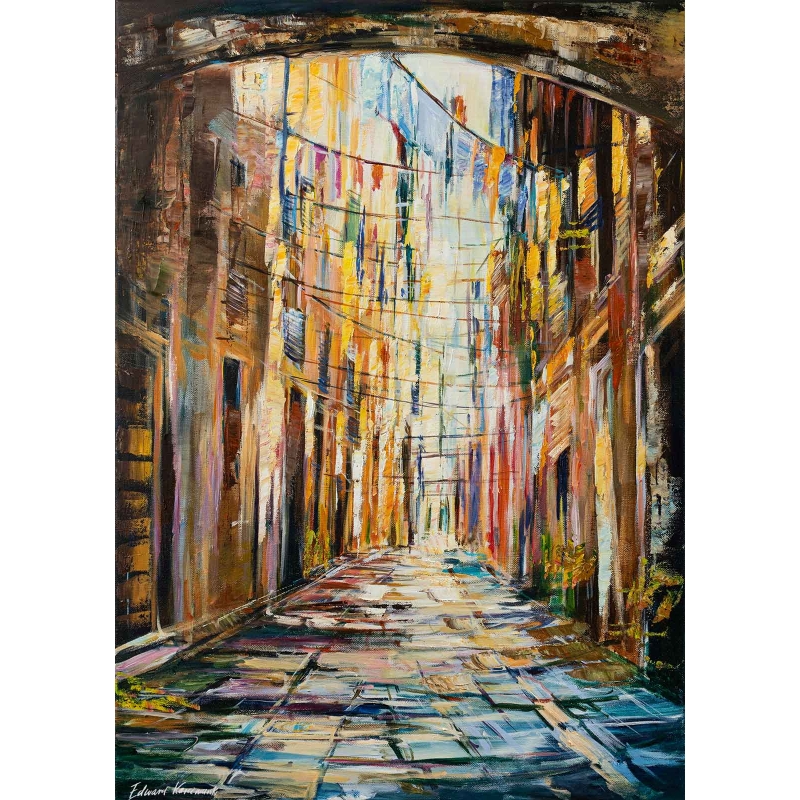 Prowansja XXV - kolorowa uliczka - obraz olejny Edwarda Karczmarskiego