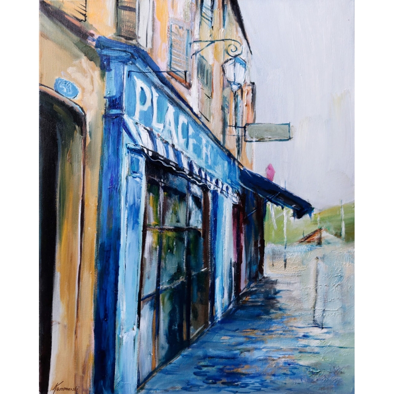 Prowansja - malownicza uliczka - obraz olejny ręcznie malowany