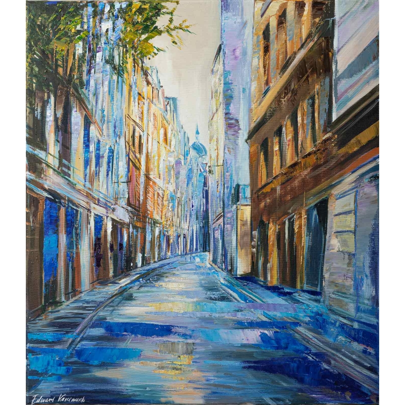 Ulica Mouffetard w Paryżu II Obraz olejny