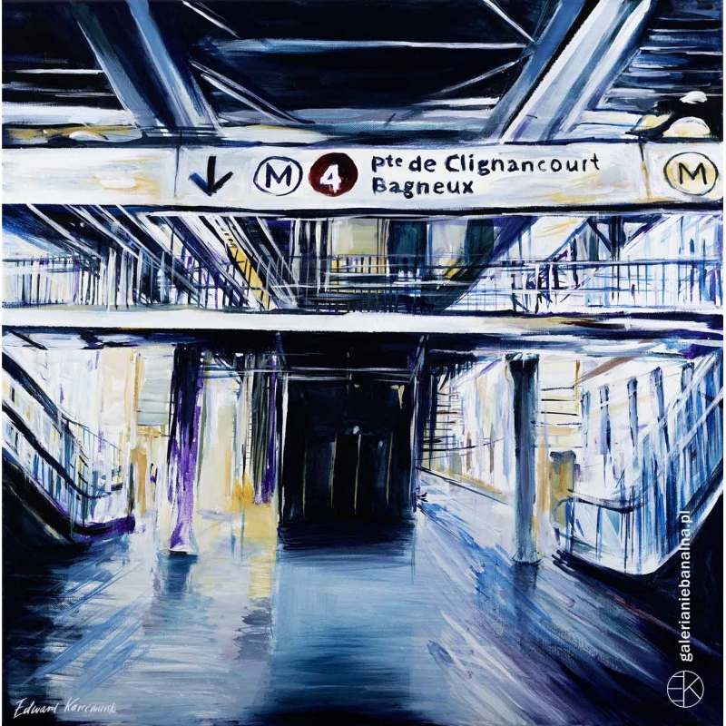 Spacer po Paryżu XIV Stacja metra Barbes-Rochechouart Edward Karczmarski obraz akryl-2026