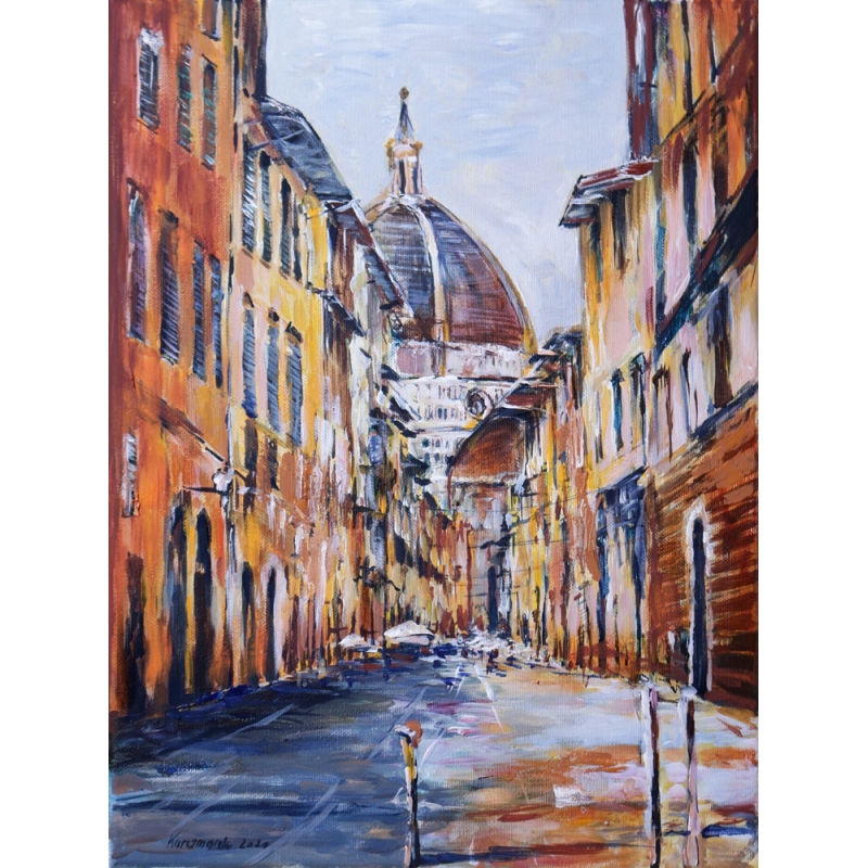 Toskania - ulica we Florencji - obraz akrylowy na płótnie