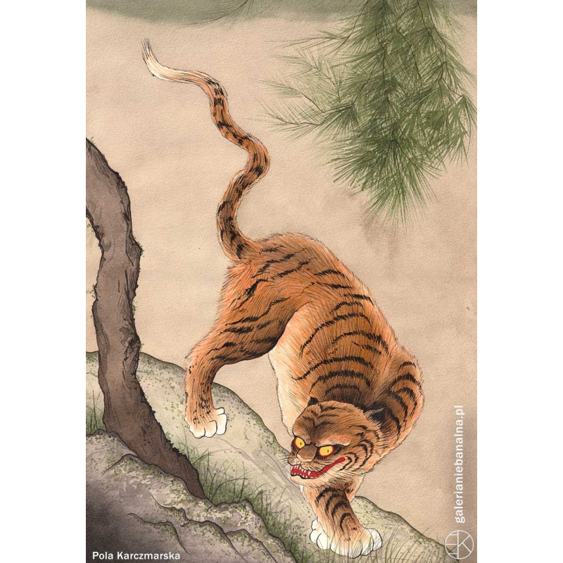 Tygrys II Ilustracja Pola Karczmarska Sztuka japońska