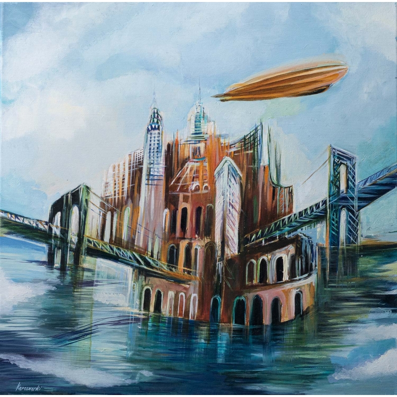Obraz olejny - Surrealistyczne przedstawienie Nowego Jorku