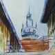 Obraz olejny Kraków Kazimierz 60x60 cm Edward Karczmarski
